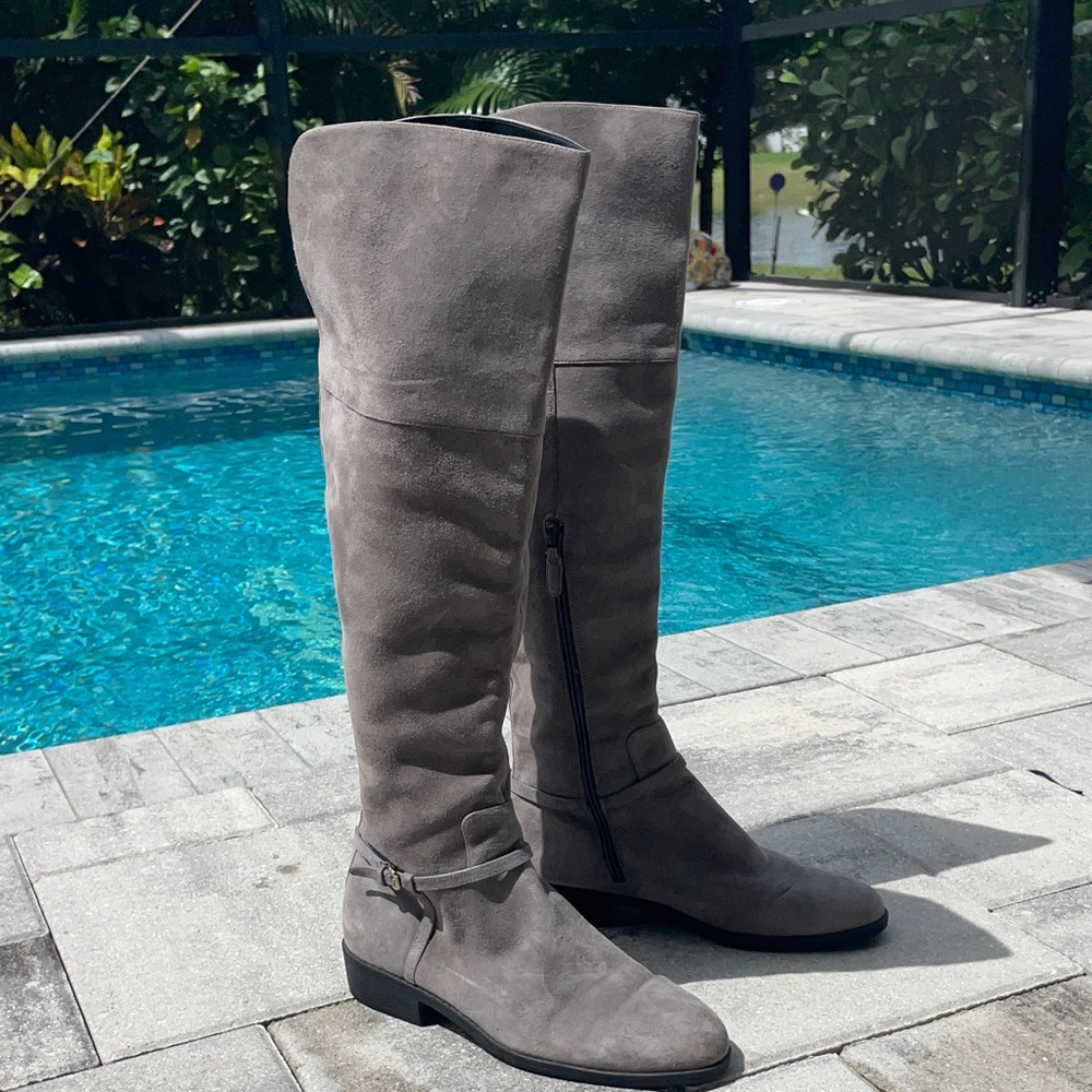 Cole Haan Suede Over-the-Knee Boots in Gray- like NEW!